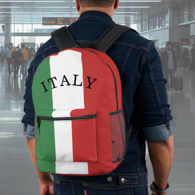 Sac À Dos Imprimé Flag of Italy Italian (Flag of Italy Backpack for School or Italian Travel. Customize to say Italia if preferred)