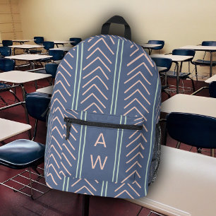 Sac À Dos Imprimé Flèches géométriques bleues mignonnes Initiales Mo