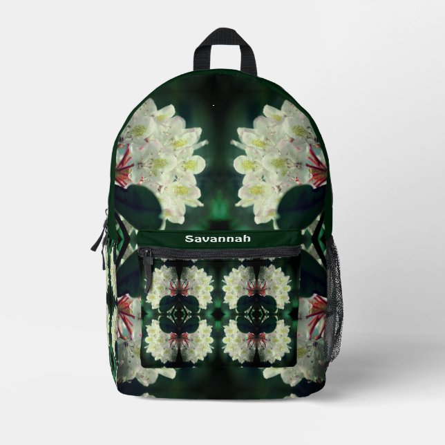 Sac À Dos Imprimé Fleur Azalée blanche Abstraite personnalisée (Recto)