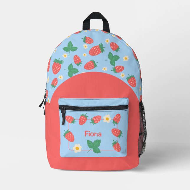 Sac À Dos Imprimé Fleur de fraise Mini personnalisable (Recto)