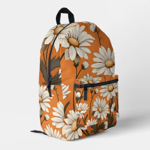 Sac À Dos Imprimé Fleur de marguerite blanche brillante en orange