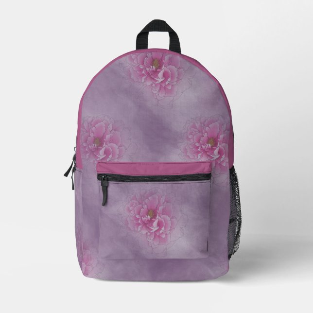 Sac À Dos Imprimé Fleur de pivoine (Recto)