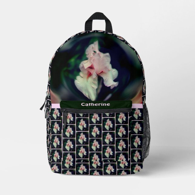 Sac À Dos Imprimé Fleur Iris Rose Art Abstrait Personnalisé (Recto)