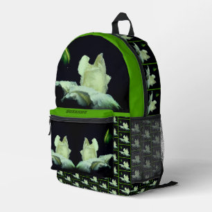 Sac À Dos Imprimé Fleur Rosebud Blanc Personnalisé