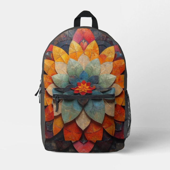 Sac À Dos Imprimé Fleur texturée Mandala Art (Recto)