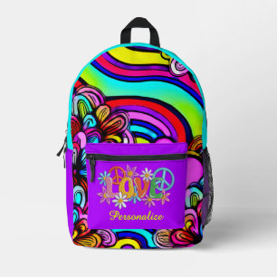 Sac À Dos Imprimé Fleurs arc-en-ciel psychédéliques des années 60 ré