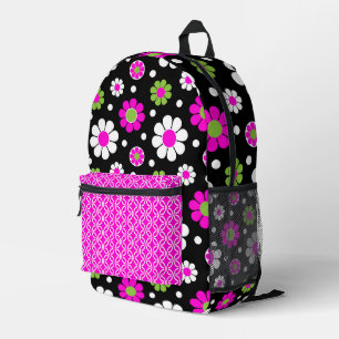 SAC À DOS IMPRIMÉ FLEURS BLANCHES ROSES SUPER CLAIRES