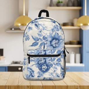 Sac À Dos Imprimé Fleurs bleues Toile française de chinoiserie Perso