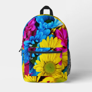 Sac À Dos Imprimé Fleurs colorées, marguerites - Rose Jaune Bleu