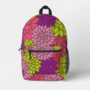 Sac À Dos Imprimé Fleurs Dahlia, Fleurs Colorées, Motif Floral