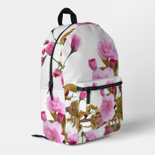 Sac À Dos Imprimé Fleurs de cerisiers rose double Bienvenue Printemp (Coin arrière gauche)