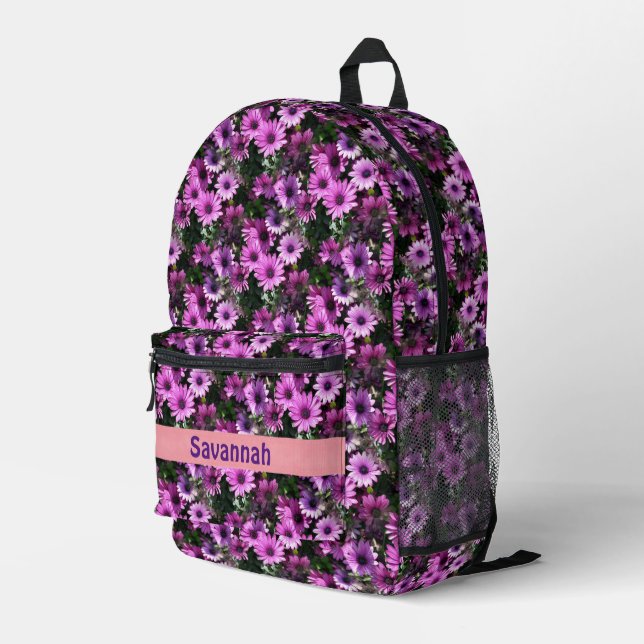Sac À Dos Imprimé Fleurs de marguerite violet Motif personnalisé (Coin arrière droit)
