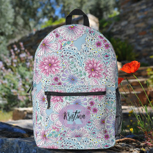 Sac À Dos Imprimé Fleurs de prairie Pastel Bohème Enchantant