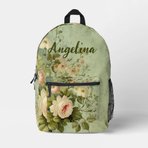 Sac À Dos Imprimé Fleurs de rose de verdure vintage 