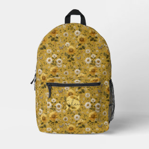 Sac À Dos Imprimé Fleurs de soleil et papillons sur Arrière - plan j