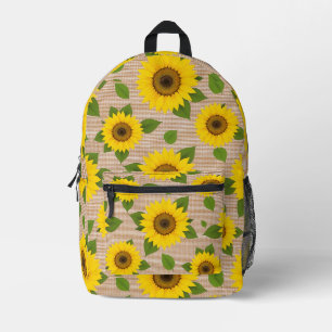 Sac À Dos Imprimé Fleurs de soleil sur Burlap