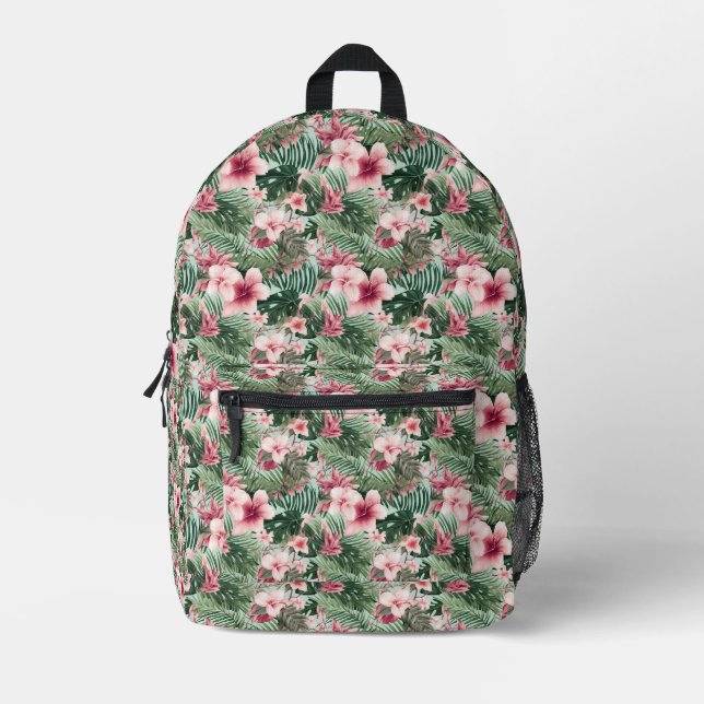 Sac À Dos Imprimé Fleurs d'Hibiscus tropicaux (Recto)