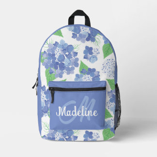 Sac À Dos Imprimé Fleurs d'hortensia bleues personnalisées