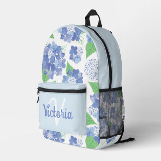 Sac À Dos Imprimé Fleurs d'hortensia bleues personnalisées