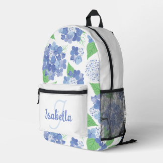 Sac À Dos Imprimé Fleurs d'hortensia bleues personnalisées
