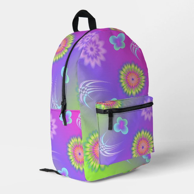 Sac À Dos Imprimé Fleurs et papillons à dégradé pastel (Coin arrière gauche)