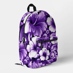 Sac À Dos Imprimé Fleurs hawaïennes tropicales Hibiscus Motif violet