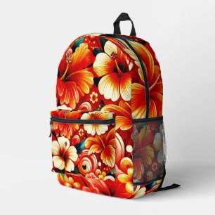 Sac À Dos Imprimé Fleurs hawaïennes tropicales Hibiscus Orange Jaune