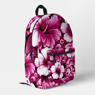 Sac À Dos Imprimé Fleurs hawaïennes tropicales Hibiscus rose blanc