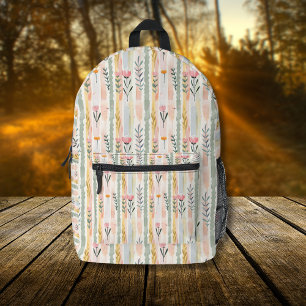 Sac À Dos Imprimé Fleurs rayées aquarelle pastel vintage