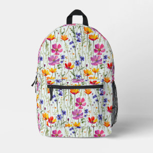 Sac À Dos Imprimé Fleurs sauvages colorés et herbe verte
