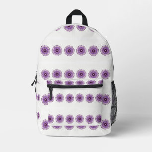 Sac À Dos Imprimé Fleurs violettes abstraites sur fond blanc