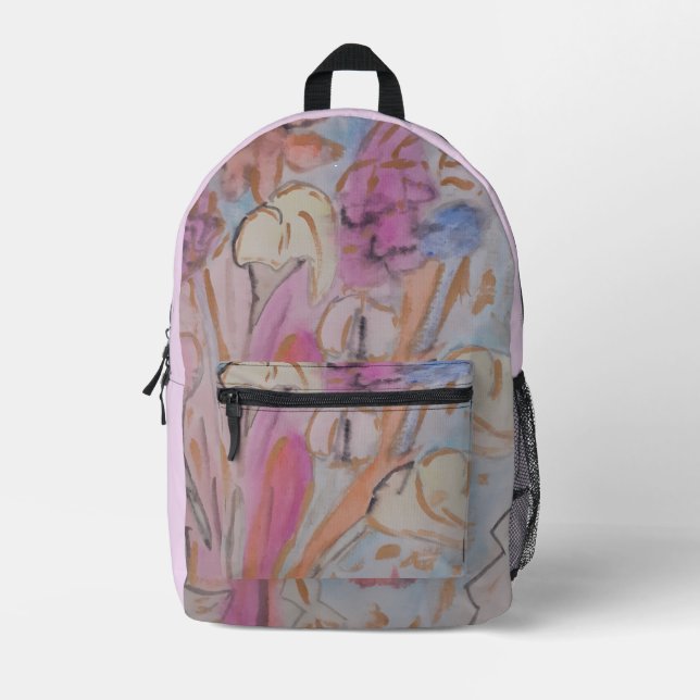 Sac À Dos Imprimé Floral Abstrait (Recto)