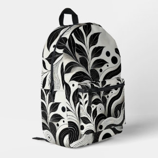 Sac À Dos Imprimé Floral Abstrait moderne noir et blanc