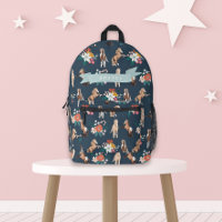 Floral Horse/Pony Motif Marine Blue Girl