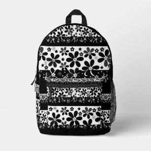 Sac À Dos Imprimé Floral noir et blanc