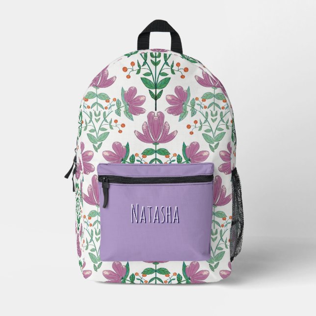Sac À Dos Imprimé Floral personnalisé (Recto)