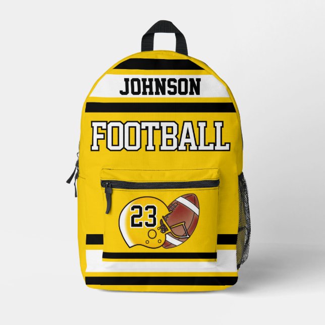 Sac À Dos Imprimé Football jaune - Editable (Recto)