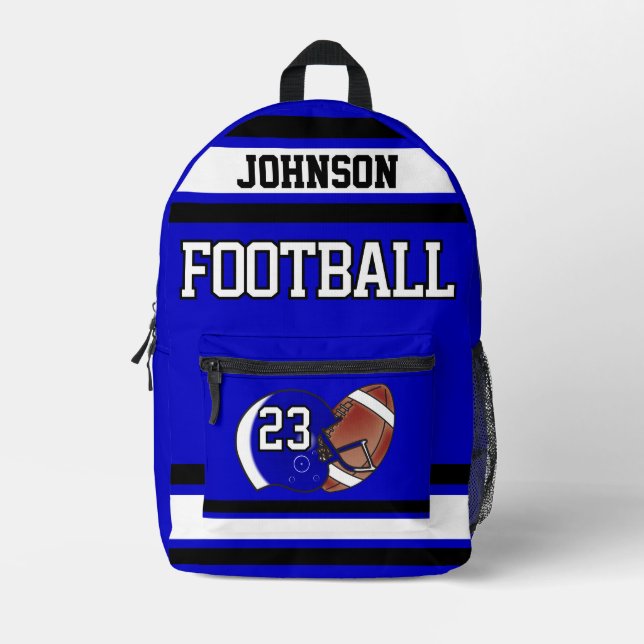 Sac À Dos Imprimé Football Royal Blue - Editable (Recto)