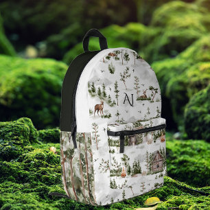 Sac À Dos Imprimé Forêt rustique sauvage Monogramme
