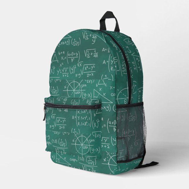 Sac À Dos Imprimé Formules mathématiques Geek vert (Coin arrière droit)