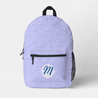 Sac À Dos Imprimé Fractale bleue avec initiale monogramme