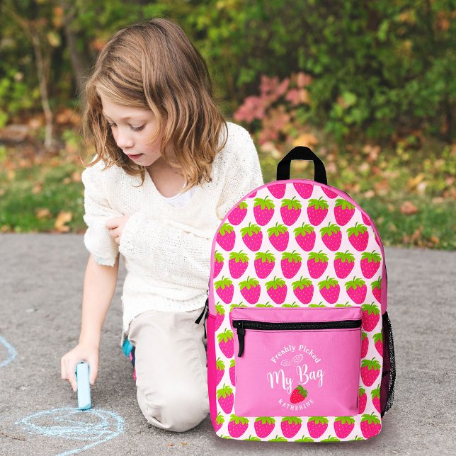 Sac À Dos Imprimé Fraise rose (Sweet Strawberry Design Backpack. Suitable for kids who love strawberry.)
