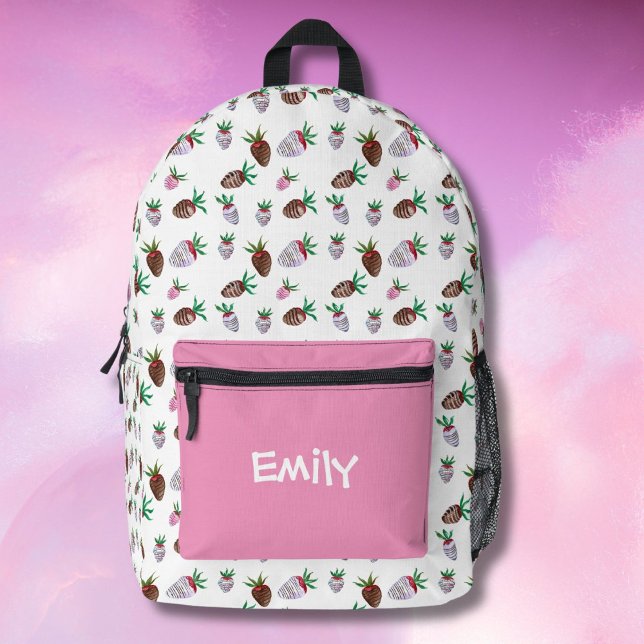 Sac À Dos Imprimé Fraises recouvertes de chocolat à l'aquarelle  (Créateur téléchargé)