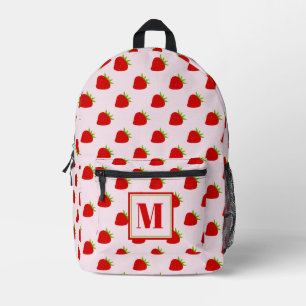 Sac À Dos Imprimé Fraises rose et rouge mignonnes Enfants monogramme