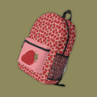 Sac À Dos Imprimé Fraises rouges mûres sur motif rose
