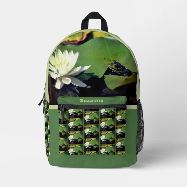 Sac À Dos Imprimé Frog Amiring Water Lily Personalized (Recto)