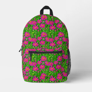 Sac À Dos Imprimé Fuchsia Fleurs sauvages roses dans un champ