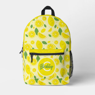 Sac À Dos Imprimé Fun Food Fruit Lemon Nom des enfants Monogramme
