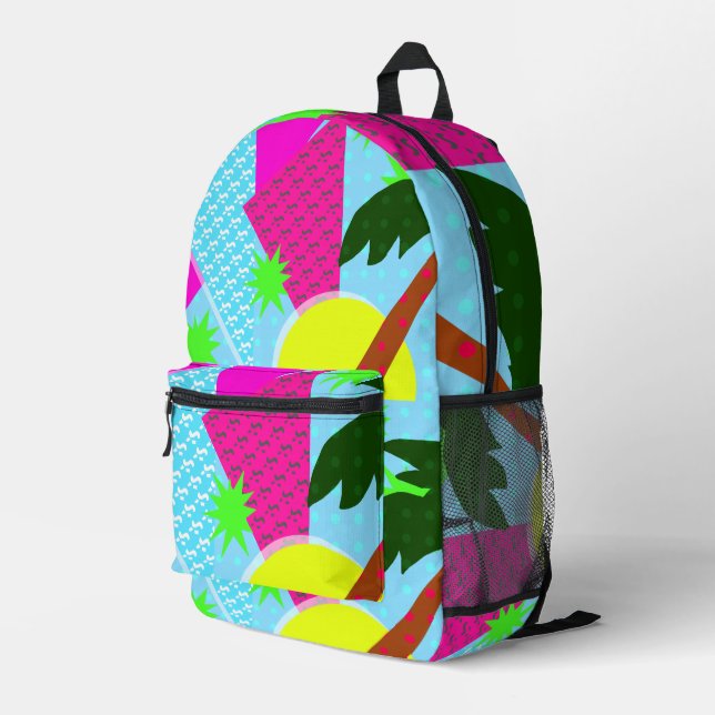 Sac À Dos Imprimé Fun Retro Palm Neon Epic Eighties Motif (Coin arrière droit)