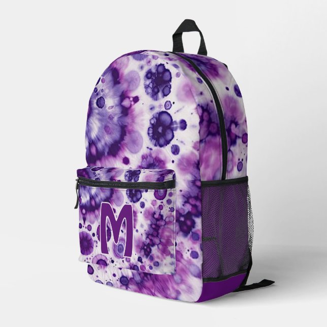 Sac À Dos Imprimé Fun violet violet rose Batik Cercles Art Motif (Coin arrière droit)